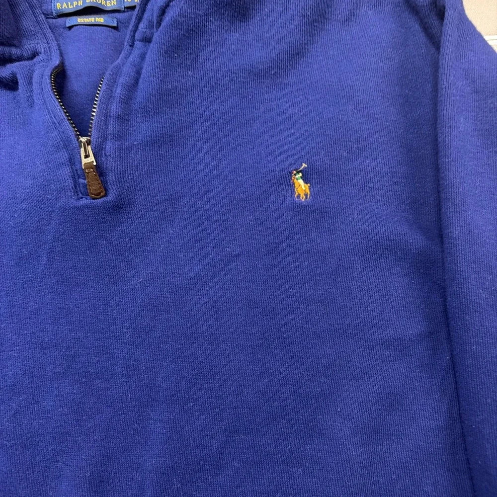 Polo Ralph Lauren Estate Rib‎ Quarter Zip Pullover Royal Blue Mens XL Sweater